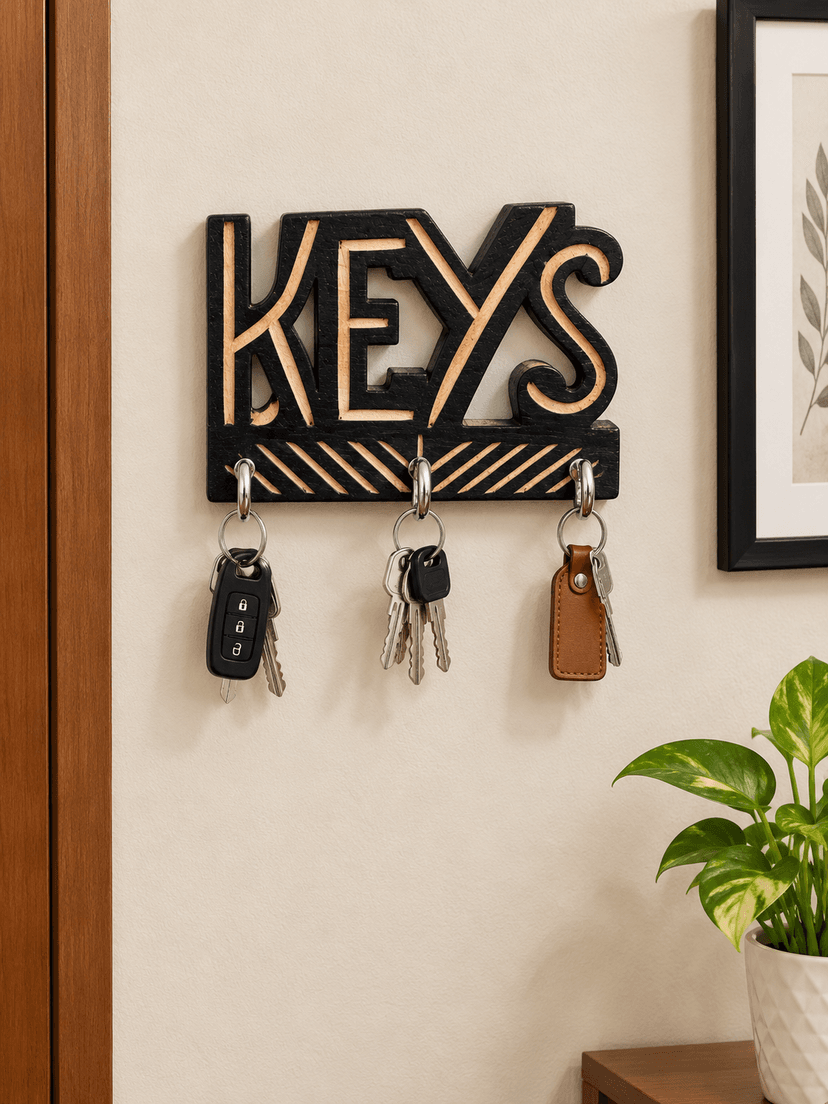 Wooden Key Holder With 3 Hook - Image 1