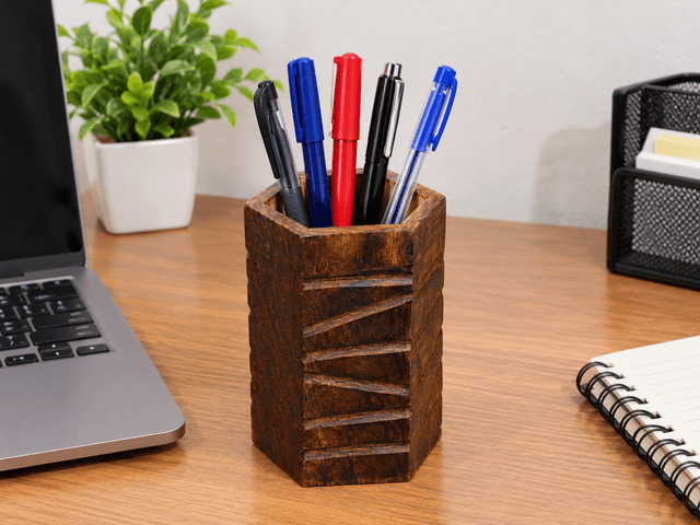 Wooden Pen Holder For