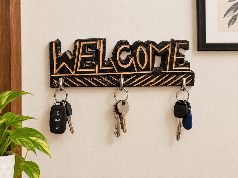 Wooden Key Holder With 3 Hook - Image 1