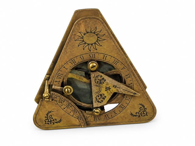 Vintage Triangular Brass Sundial Compass