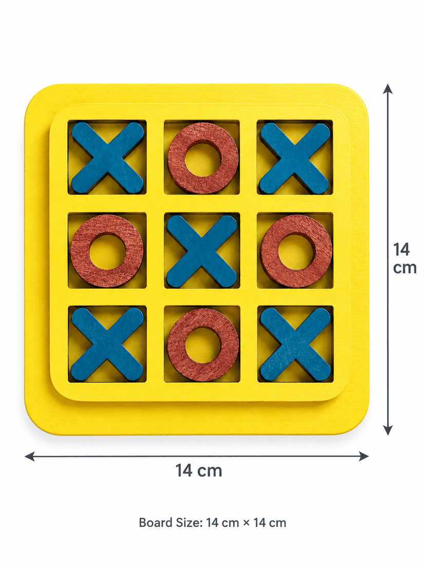 Wooden Tic Tac Toe Game for Kids and Adults, Classic X and O Board Game - Image 1