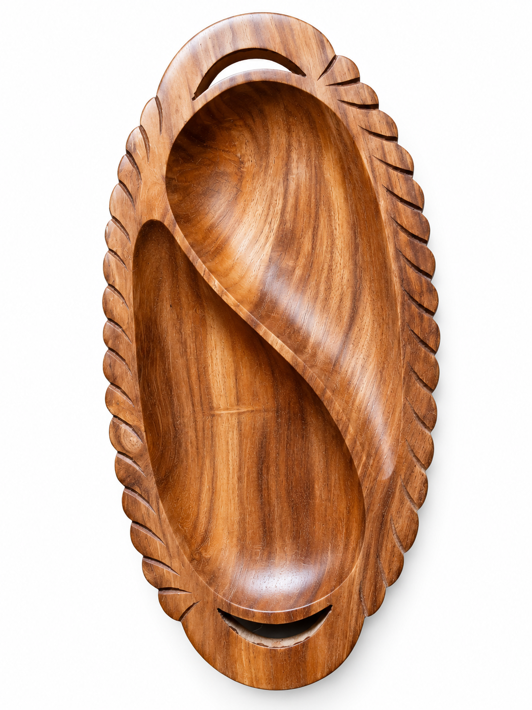 Wooden Dry Fruit Tray with Handle, Handmade Decorative Serving Platter